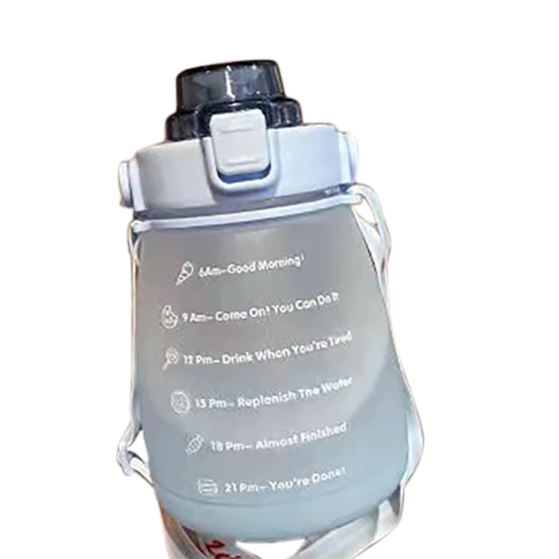 

New-1.4L Спортивная бутылка для воды большой емкости, градуированная соломенная чашка для фитнеса, портативная уличная бутылка для воды с милым градиентом цвета
