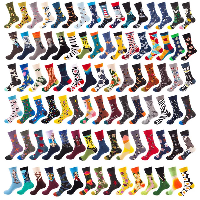 

Shark Baumwolle Persönlichkeit Glücklich Kunst Van Gogh Welt Berühmte Malerei Weibliche Socken Öl Socken Weihnachten geschenk