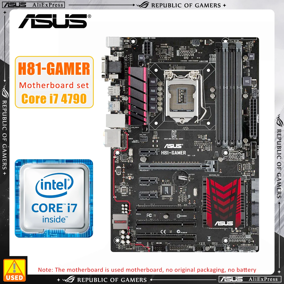 

ASUS H81-GAMER + I7 4790 процессор LGA 1150 комплект материнской платы intel H81 материнская плата DDR3 16 Гб PCI-E 2,0 SATA III VGA USB3.0 ATX