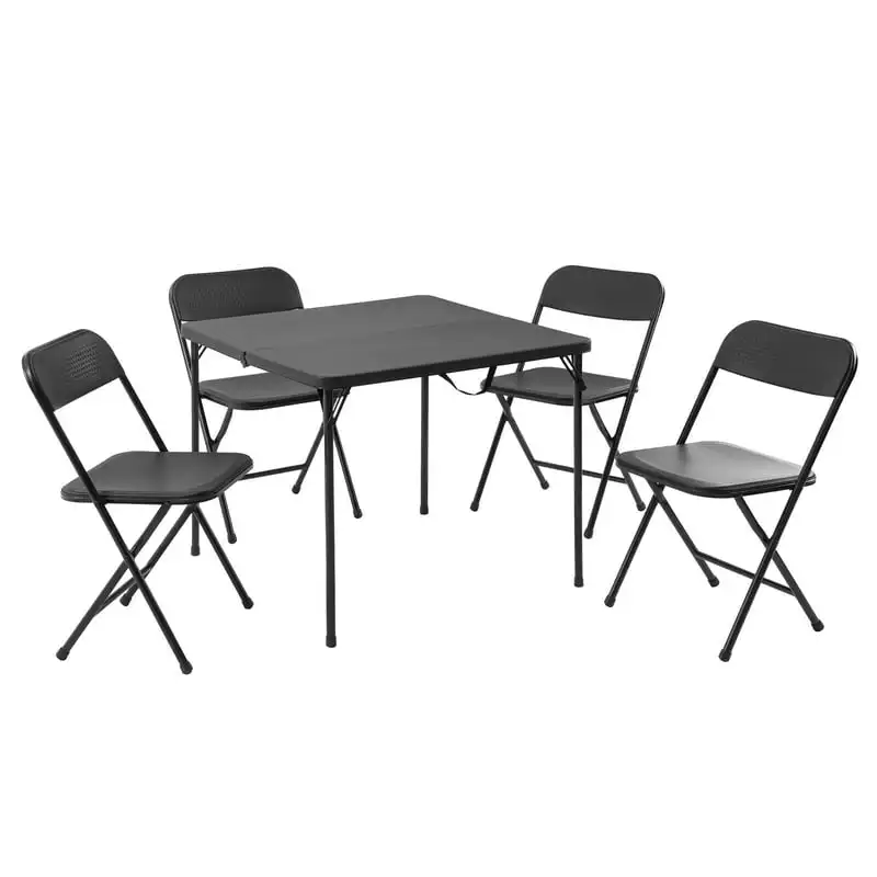 

Piece Resin Card Table and Four Chairs Set, Black