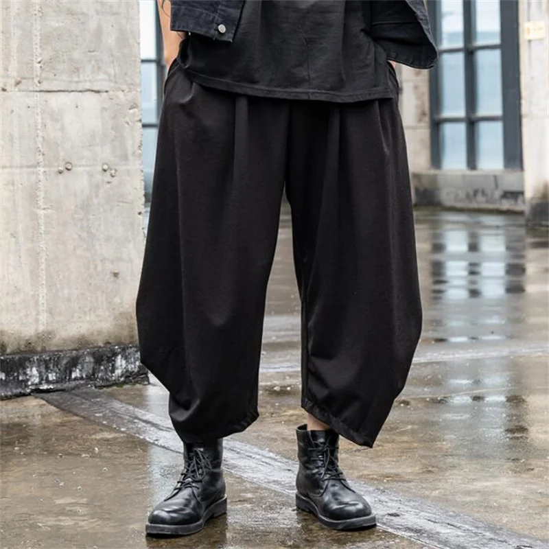 Wide leg pants mens trousers black casual hair stylist original design pantalones hombre ropa homme calça roupas masculinas vete