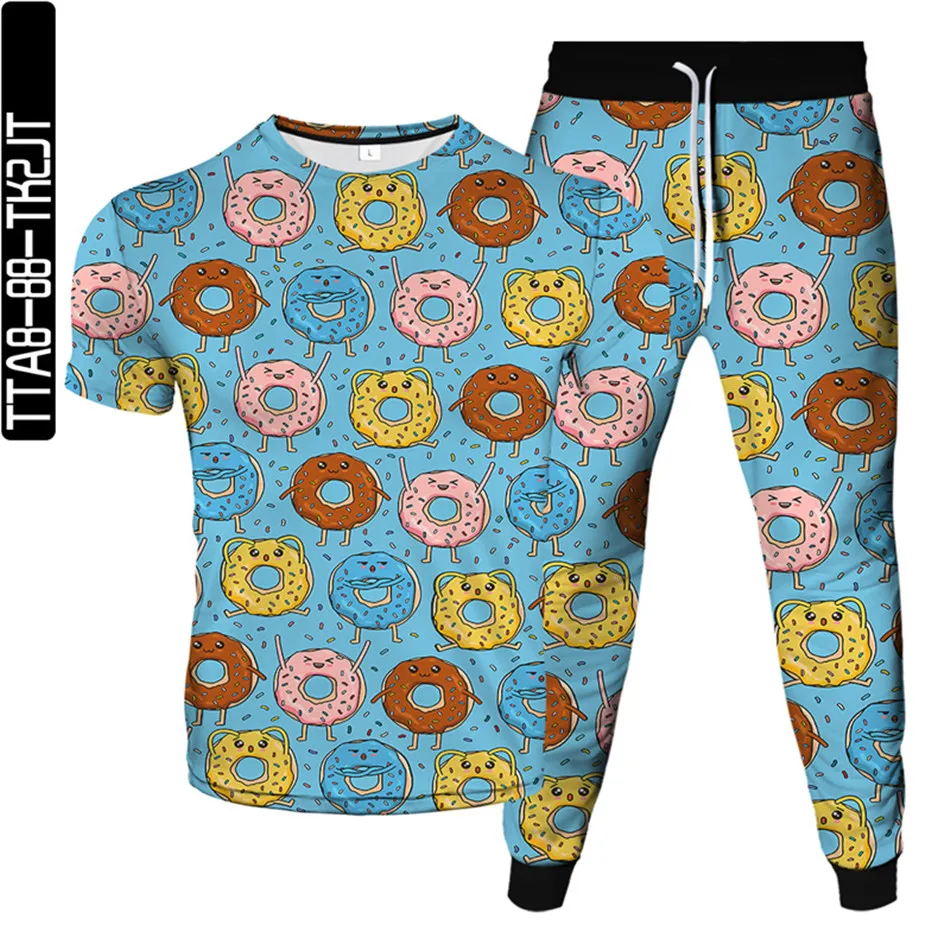 Мужской спортивный костюм Cartoon Food Dount Unicorn Cloud Rainbow Ice Cream Star из полиэстера