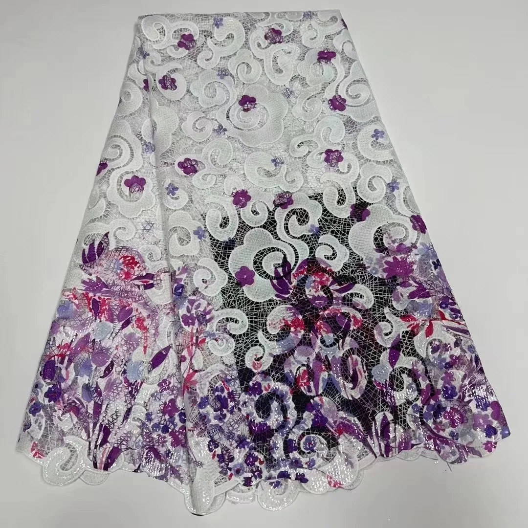 

Африканская гипюровая кружевная ткань 2022, Высококачественная французская вышитая кружевная ткань с блестками для платья