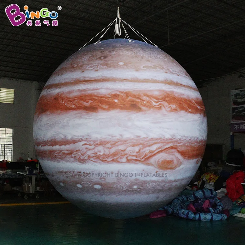 10ft/3m Hanging Sealed Inflatable Jupiter Moon Balloon For Event Show Decoration Airtight PVC Air-blown Planet With Lights Toys