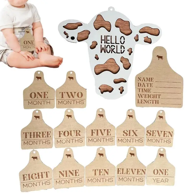 

Карты Milestone, 14 шт., деревянные строительные знаки, корова, фото, реквизит, диски, наборы, знак объявления рождения для будущей мамы и