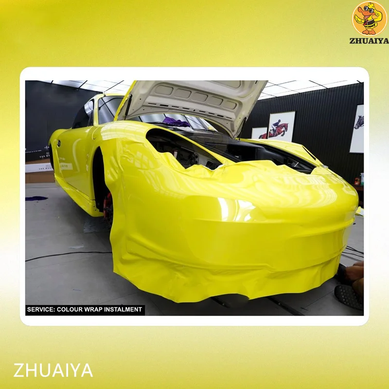 ZHUAIYA Hyper Gloss Lemon Yellow виниловая пленка Автомобильная упаковка для автомобильной