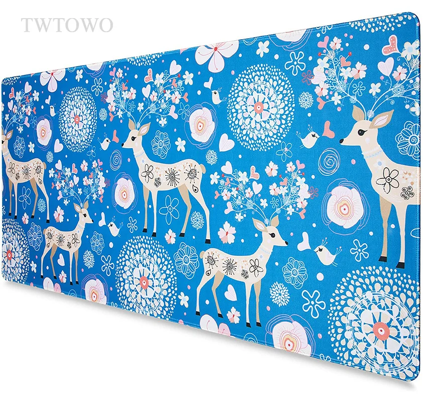 

Blue Flower Bird Deer Mouse Pad Gamer XL Computer HD Large New Mousepad XXL keyboard pad Mouse Mat Carpet Office Soft Computer