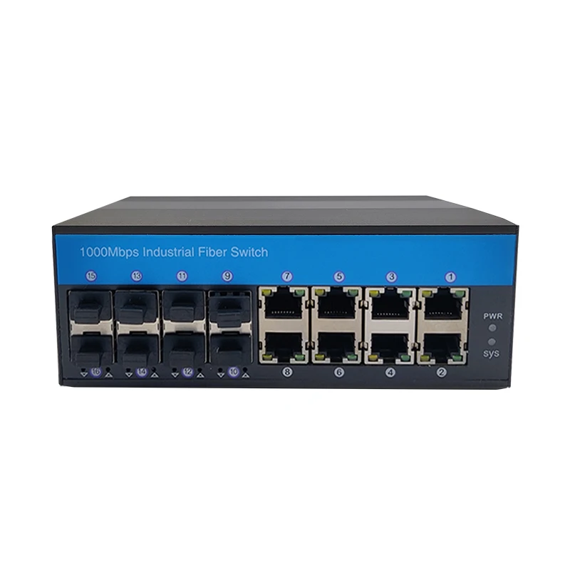 Enlarge Network Managed 8-Optical 8-Electric Ethernet Optical Fiber Switch Without Optical Module  1000Mbps Metal Shell Guide Rail Type