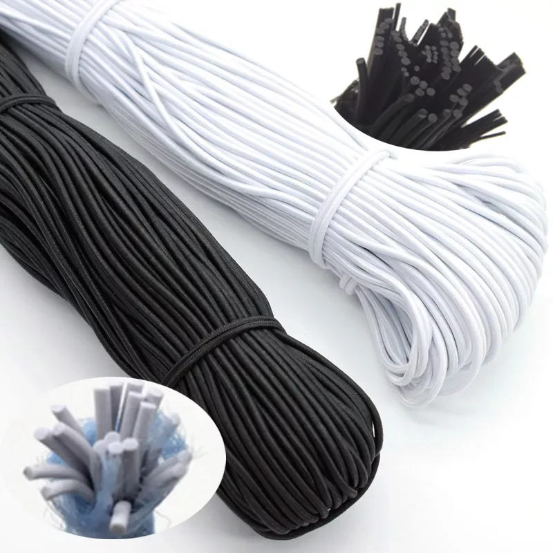 

High-Quality Round Elastic Band Cord Elastic Rubber white black Stretch rubber For Sewing Garment DIY Accessories
