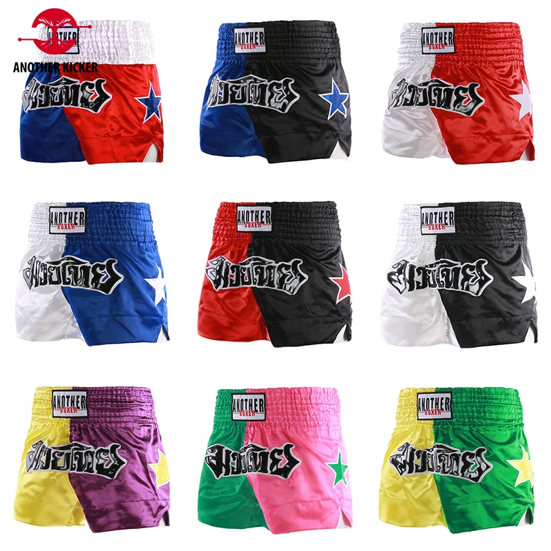 

Muay Thai Shorts Embroidery Kickboxing Pants Kids Adult Breathable MMA Free Sparring Training Fight Boxing Shorts Womens Mens