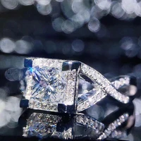 huitan fancy square cubic zirconia rings for women engagement wedding accessories high quality silver plated 2022 trendy jewelry