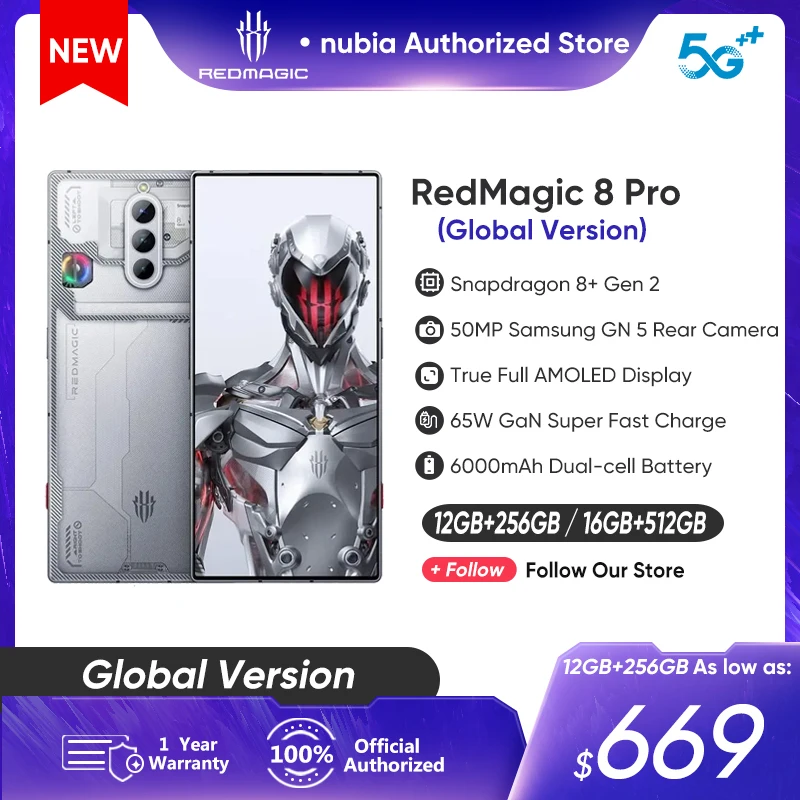 Global Version ZTE nubia RedMagic 8 Pro 5G Gaming Phone Snapdragon 8 Gen 2 Smartphone,65W Fast Charge Red Magic 8 Pro Cellphone enlarge