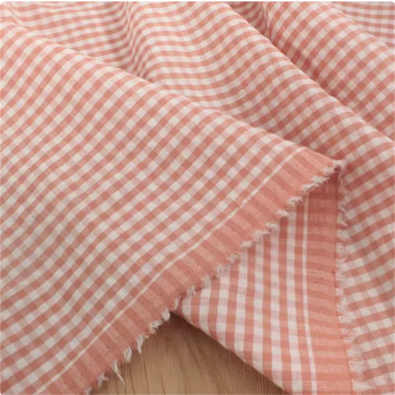 Темно-розовый цвет тканая тонкая клетчатая ткань против морщин топ шорты детская