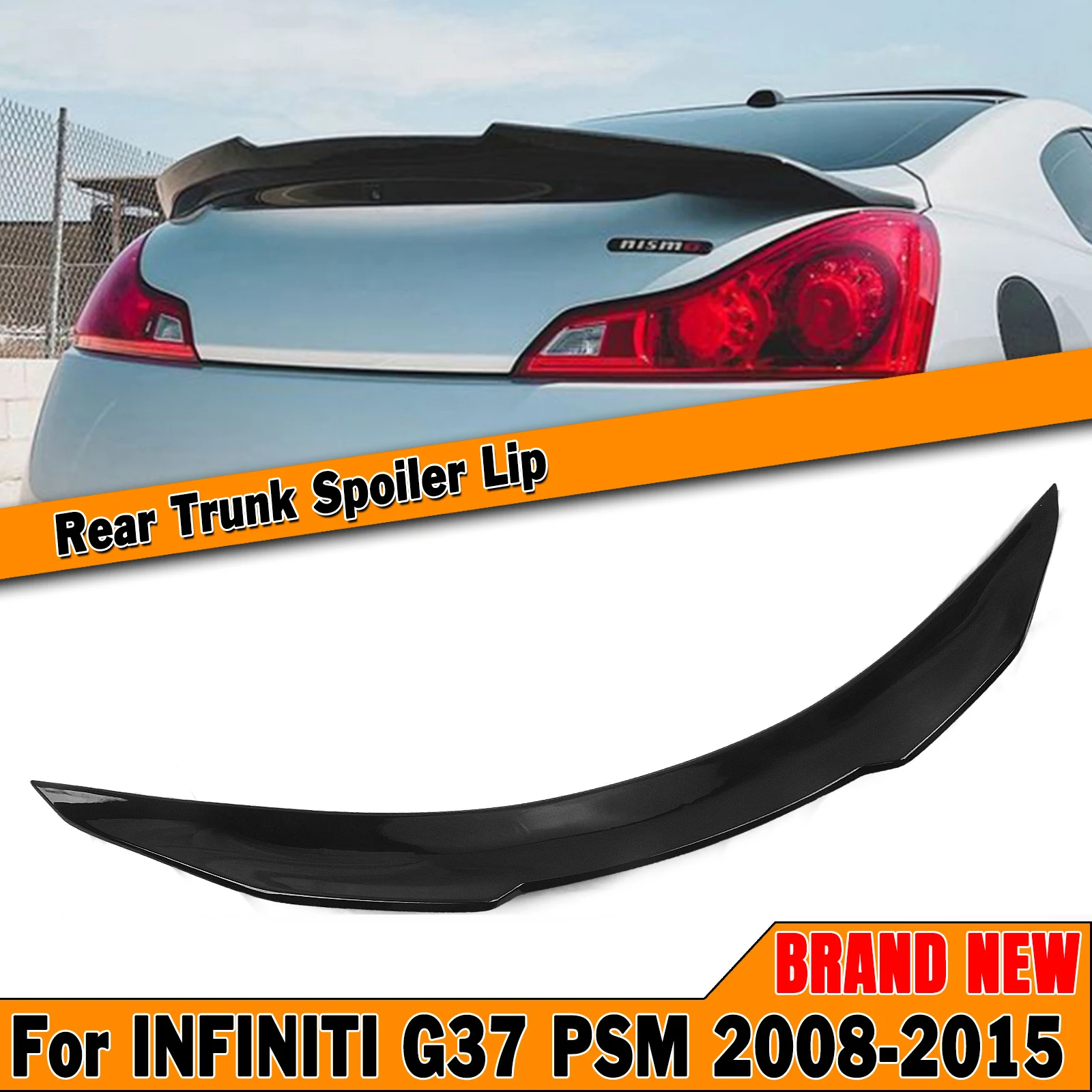 

Блестящий черный спойлер на крышу багажника для Infiniti G37 2 Door Coupe 2008-2015 PSM Style High-Kick Duck Bill