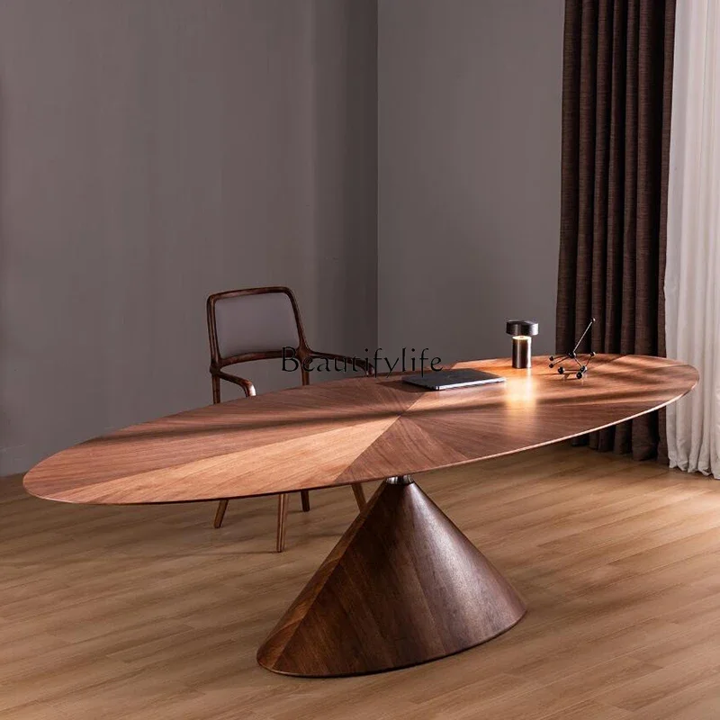 Итальянский минималистичный обеденный стол из орехового дерева дизайнерская