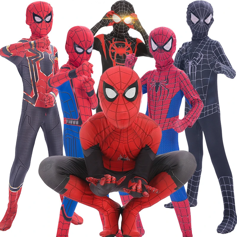Spiderman Cosplay Kids Party Dress Superhero Zentai Spider Man No Way Home Costume Halloween Costumes Stage Show Jumpsuit Sets