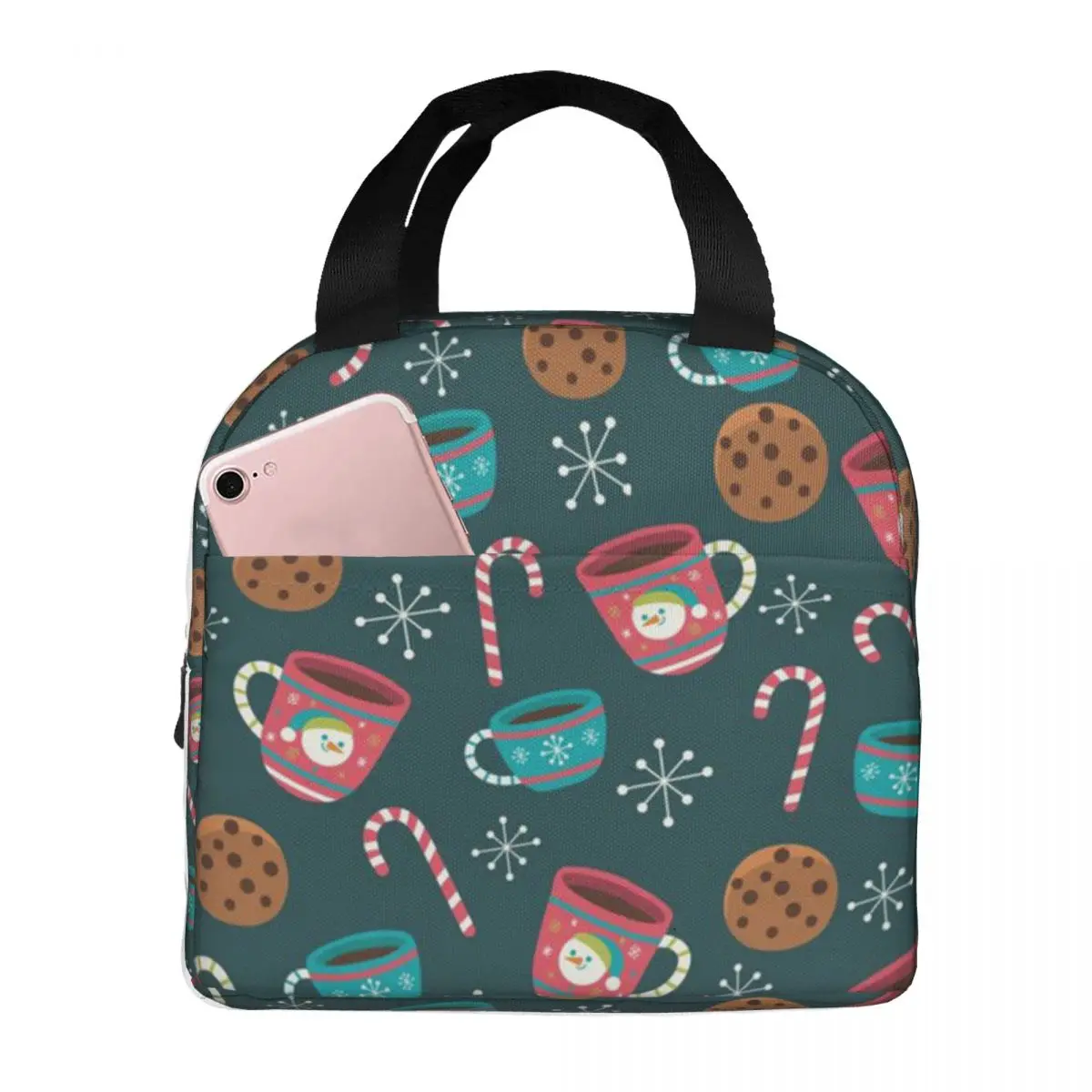 

Christmas Afternoon Tea Portable Insulated Oxford Lunch Bag Reusable Lunch Box Lunch Organizer Thermal Cooler Tote Bag