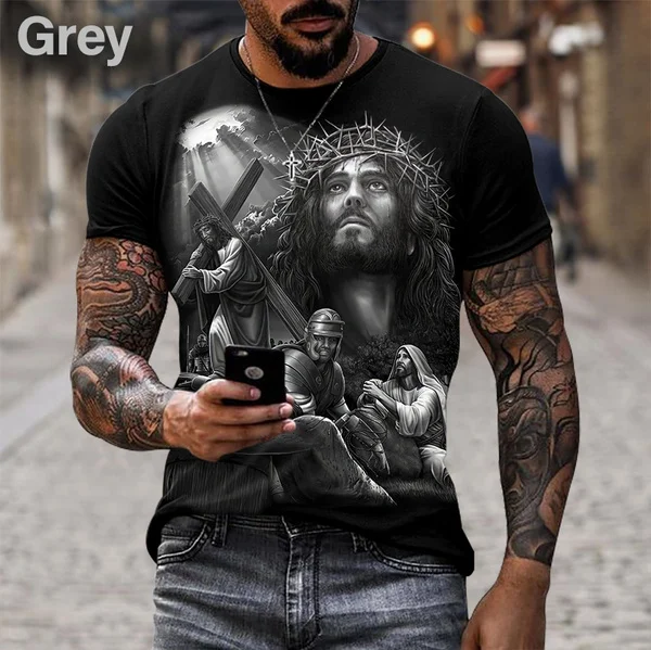 

Jesus Love Every Christian Men's Women's Casual Short Sleeve T-shirt Cross Jesus 3D Printing Summer Fashion Tee Tops