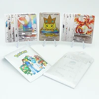 new boxed pokemon gold foil card gold english espa%c3%b1ol vmax v energy charizard pikachu series battle coach kids toy card gift