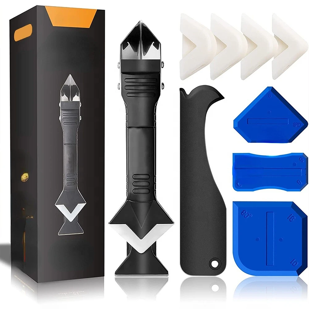

Hot Sale 3 in 1 Silicone Sealant Replace & Removal Tool Caulking Tool Kit with 4 pcs of Sealant Tool