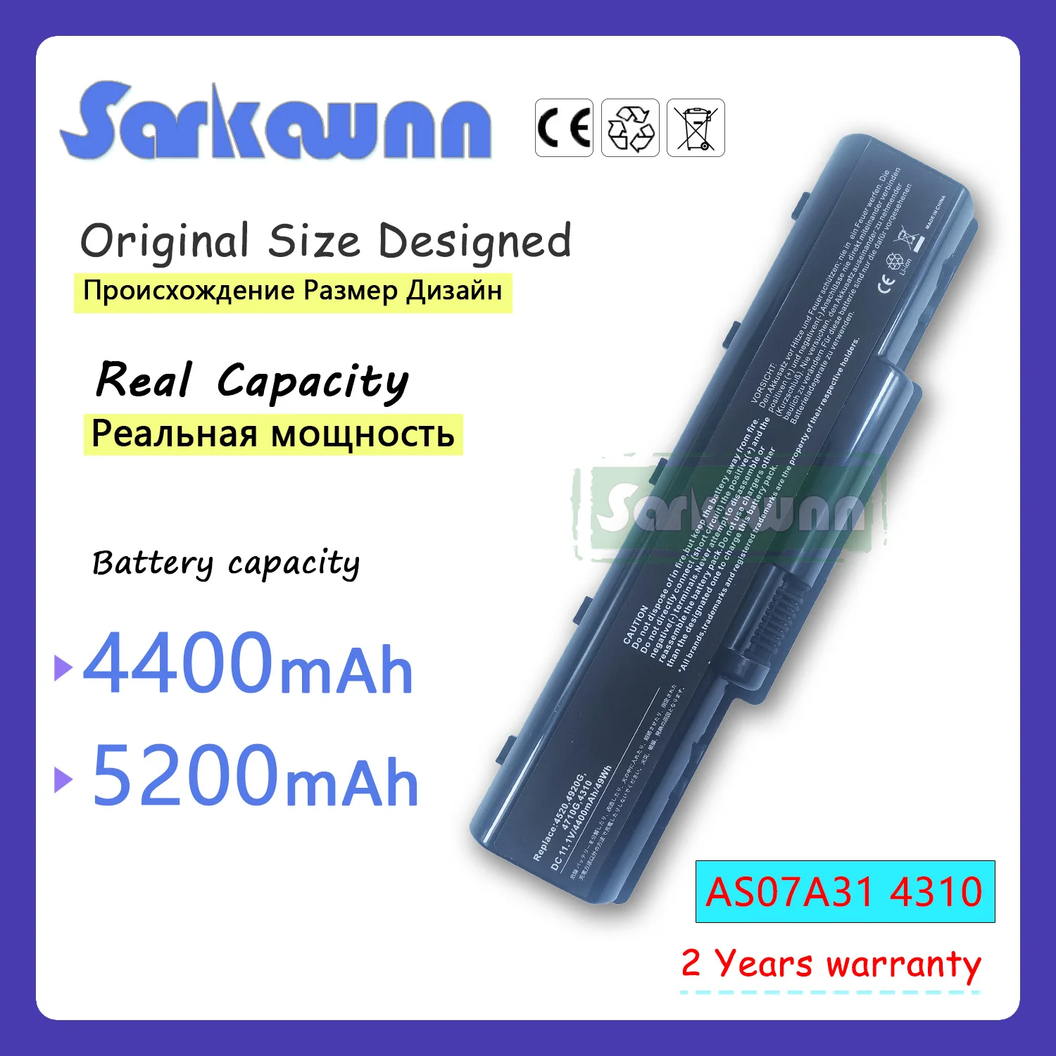 

SARKAWNN 6CELLS AC4310 LAPTOP Battery For Aspire 4730Z ZG 4920G-3A2G16Mn 1A2G12Mi 2930Z-343G16Mn 4330 4230 2930