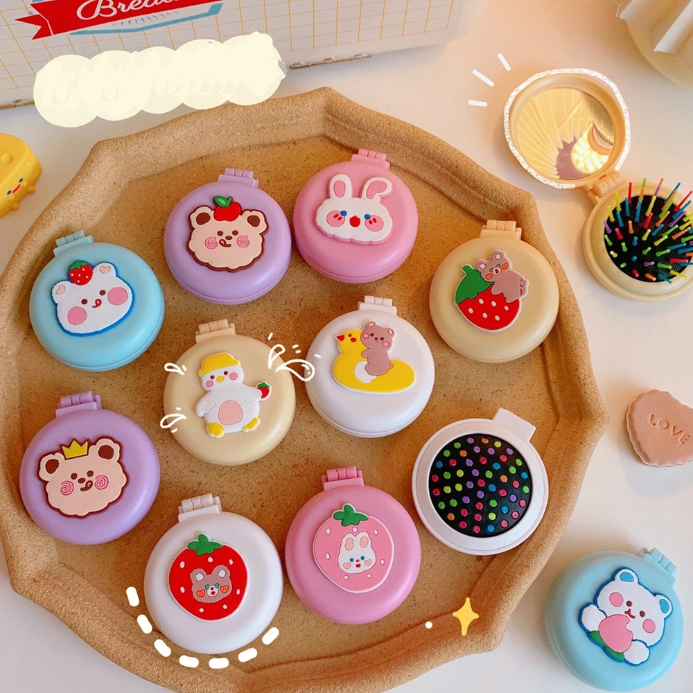 

Симпатичная Складная расческа-подушка с зеркалом компактный карманный размер портативная дорожная Щетка для волос косметическое зеркало расслабляющий массажер для головы