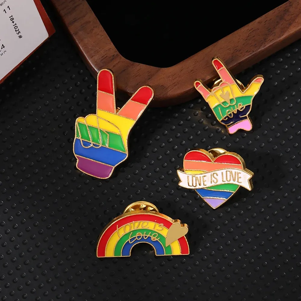 Креативная радужная серия брошь из сплава модное капельное масло сердце жест