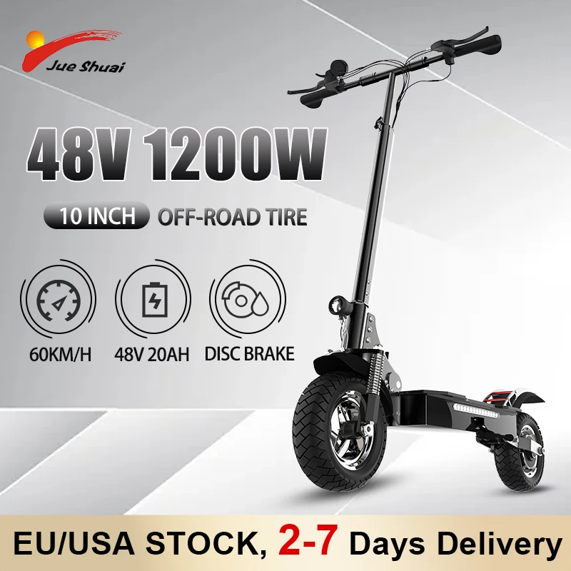 

Electric Kick Scooter for Adults 1200W Motor Up to 37MPH & 43 Miles, 48V 20AH 10'' Heavy Duty Vacuum Off-Road Tire Disc Brake