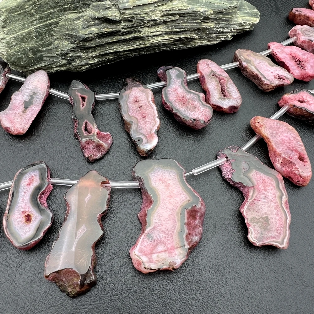 Полная нитка искусственная кожа градиент розовая фотография бусины для