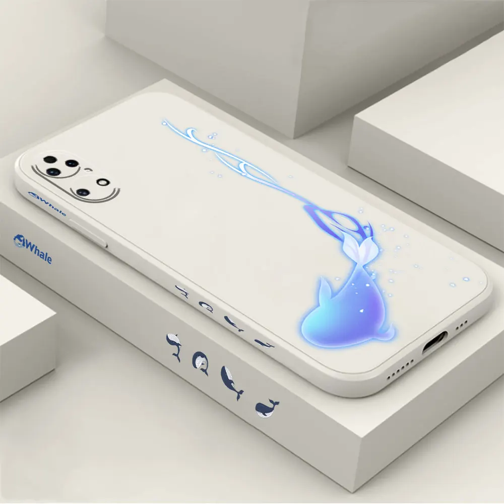 Fantasy Whale Ocean Phone Case For Huawei P60 P50 P40 P30 P20 Mate 50 40 30 20 20X 10 Colour Liquid Silicone Cover Funda Cqoue