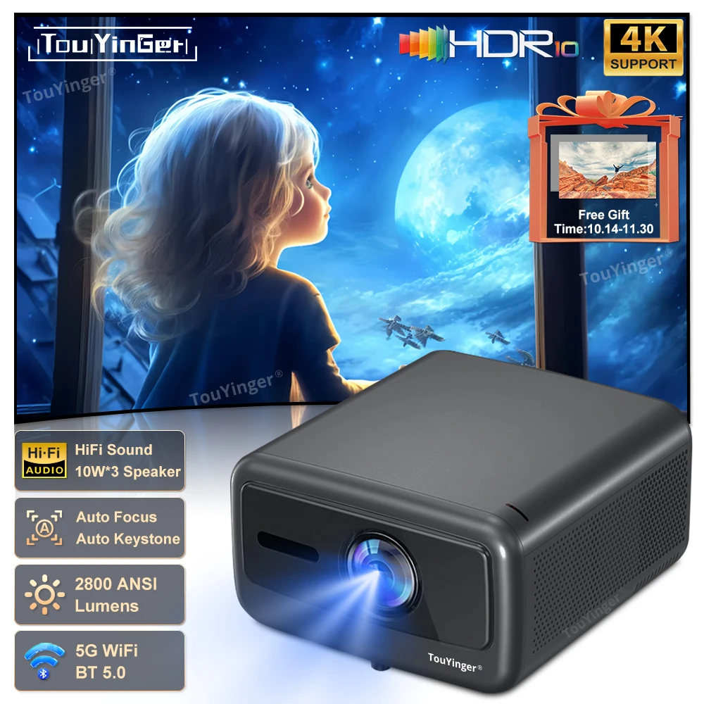 Touyinger Q12W Full HD 4K Двойной экран Wi-Fi Bluetooth Проектор для ...