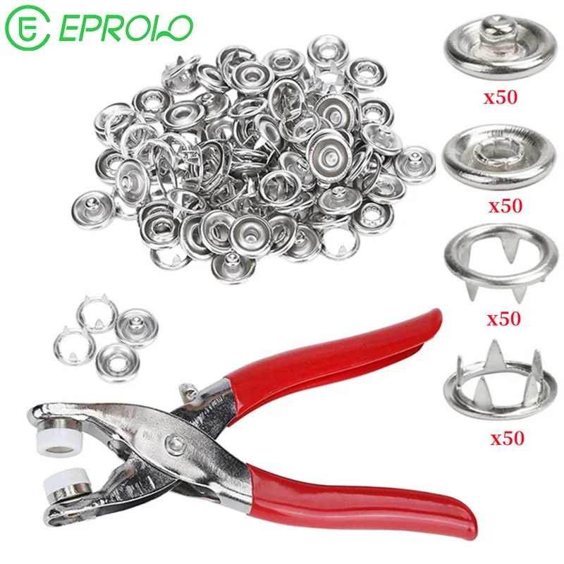 Plier Tool 50pcs Metal Snap Button Thickened Snap Fastener Kit DIY Craft Supplies for Installing Clothes Bag Sewing Accessr 단추펜치