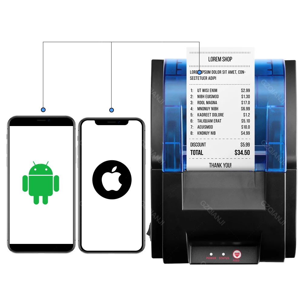 58 мм Термопринтер для ресторана портативный POS-терминал платеж бизнеса USB Bluetooth