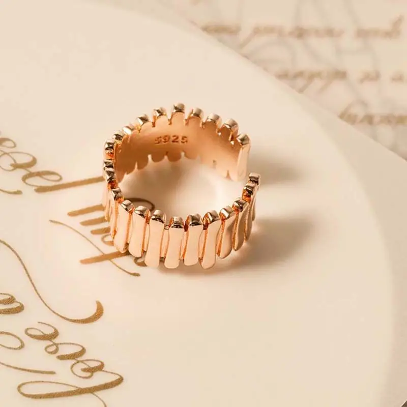 

Disney Popular ring all over S925 silver fence shape men's and women's ring cool wind advanced ins minority ring