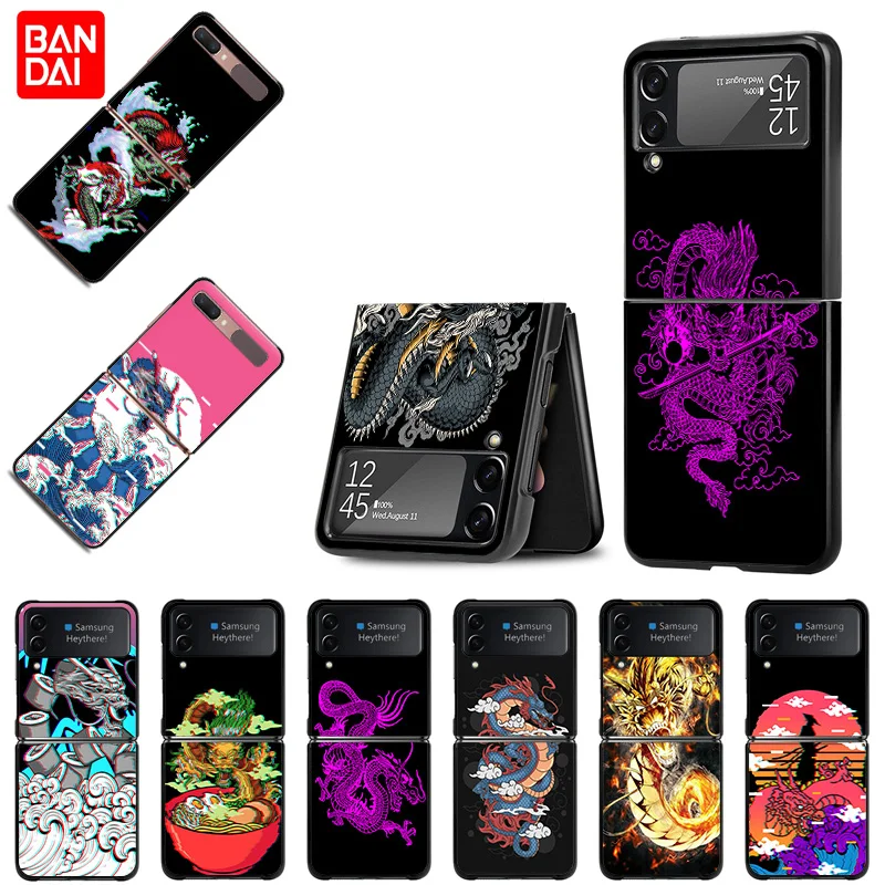 

Высококачественный чехол для телефона Samsung Z Flip 3 5G Galaxy Flip3 фиолетовый дракон эстетический Узор Жесткий защитный чехол