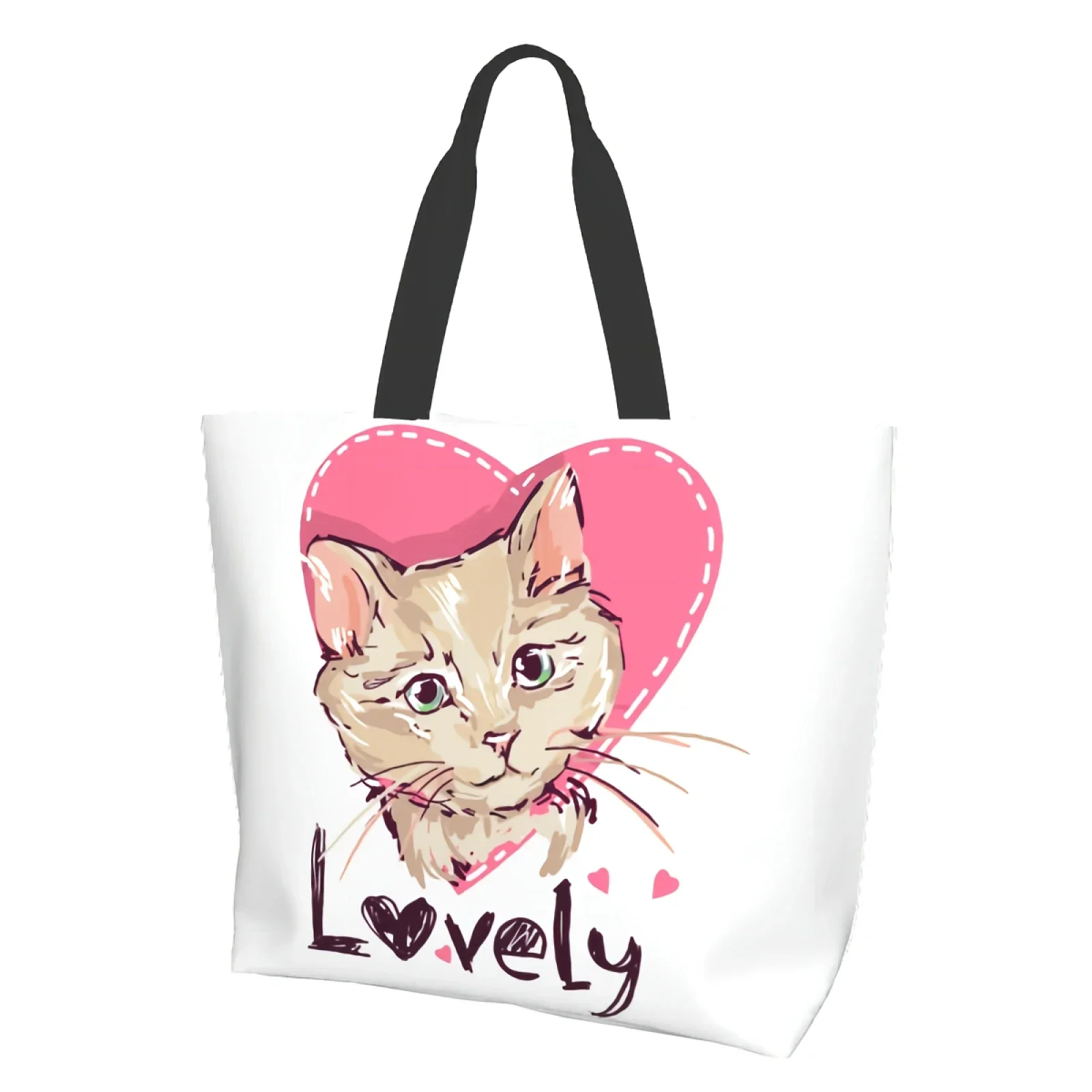 

Lovely Cat Extra Large Grocery Bag Girl Reusable Tote Bag Shopping Travel Storage Tote Lightweight Washable Shoulder Bag Handbag