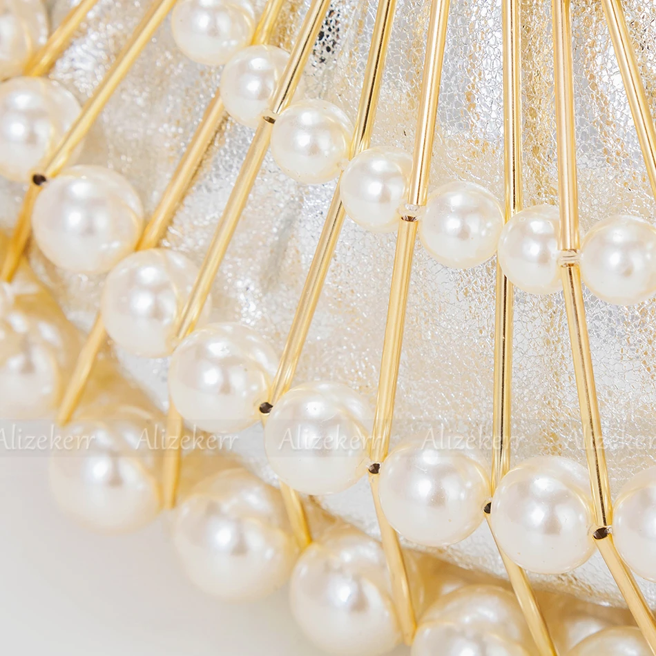 2022-Клатч женский с жемчугом в форме веера