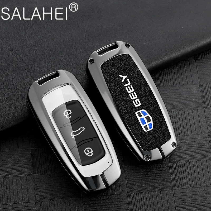 

Zinc Alloy Car Leather Key Full Cover Case Holder For Geely Atlas Boyue NL3 EX7 SUV GT GC9 Emgrand X7 Borui Interior Accessories