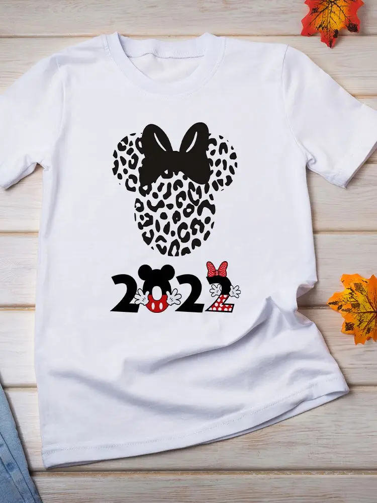 disney summer t shirt women leopard print minnie head trendy 2022 t shirt disney brand harajuku hot sell retro short sleeve cool free global shipping