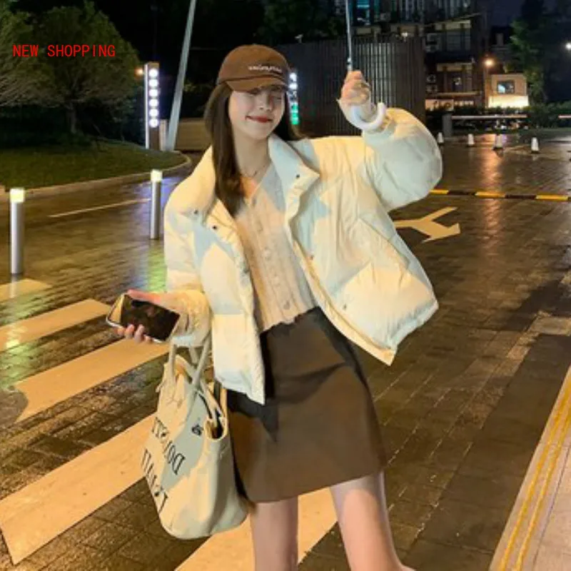 Women Fashion Fluffy Winter Parkas Thick Warm Padded Cotton Coat Women Long Sleeve Loose Female Outerwear Chic Oversized Jacket