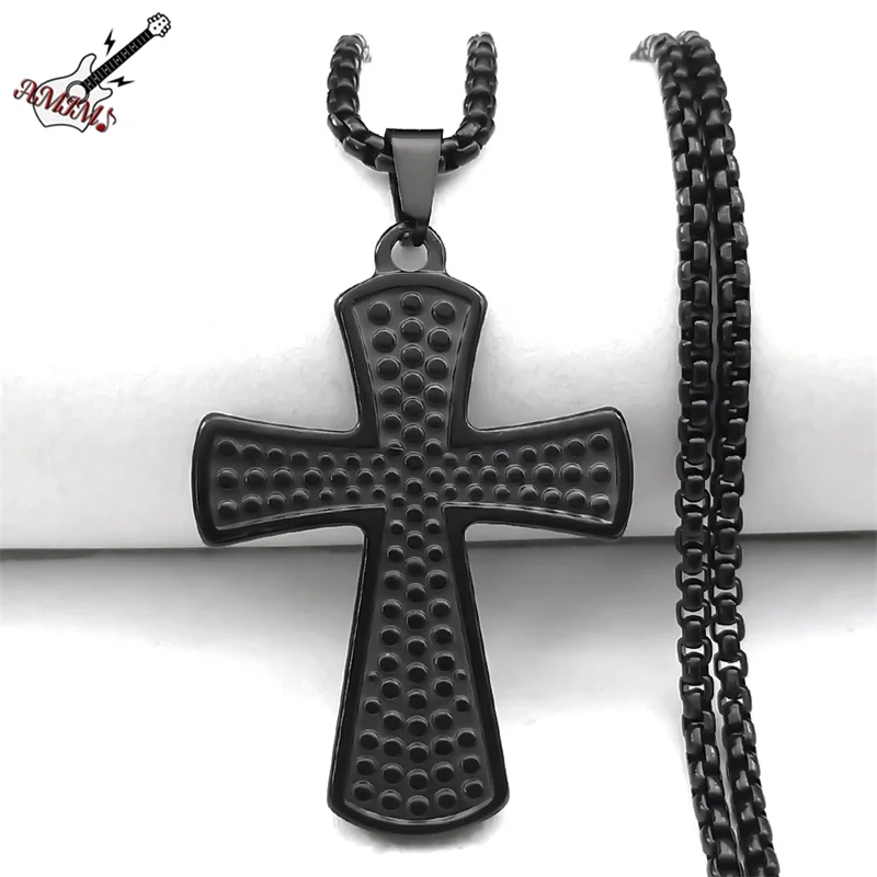 

Gothic Male Cross Jesus Chain Necklace for Women/Men Stainless Steel Black Color Cross Necklaces Jewelry collier hommes NHH8S06