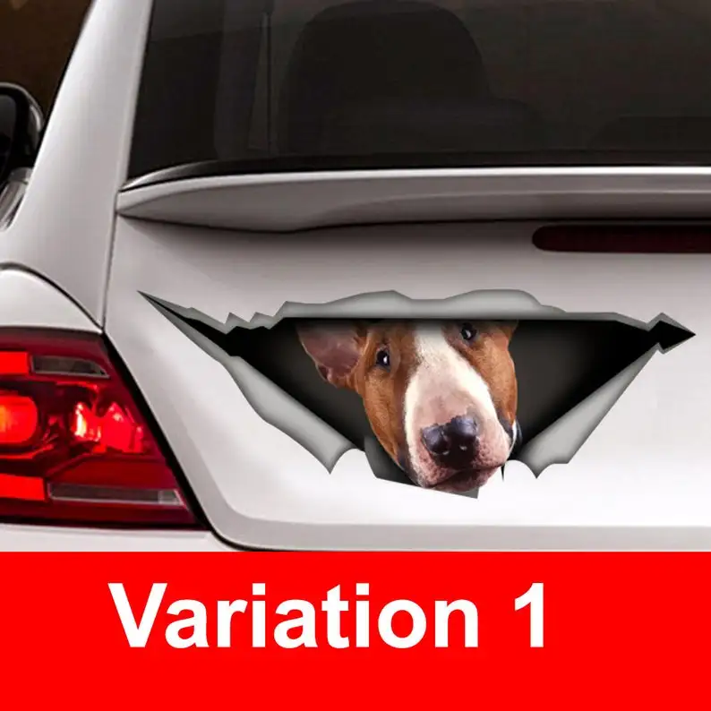 

Bull Terrier car decal , 3d decal, car decoration, pet decal, dog sticker, dog decal