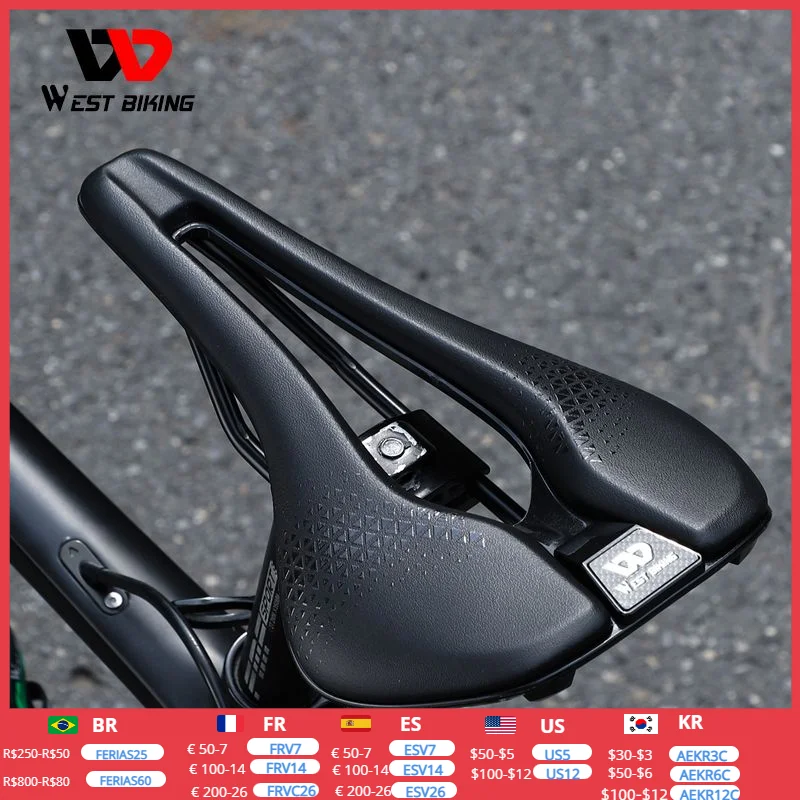 WEST BIKING Bike Hollow Saddle Men Women MTB Road Bicycle CR-MO Steel Bow Shock Absorbing Seat Cushion Cycling Parts - купить по