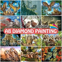 ab diamond painting owl cartoon home decoration embroidery full square round drill animal mosaic picture rhinestone wall art kit