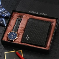 2pcs minimalist mens wallet and watch set gift for boyfriend casual business leather quartz wristwatches relogio masculino