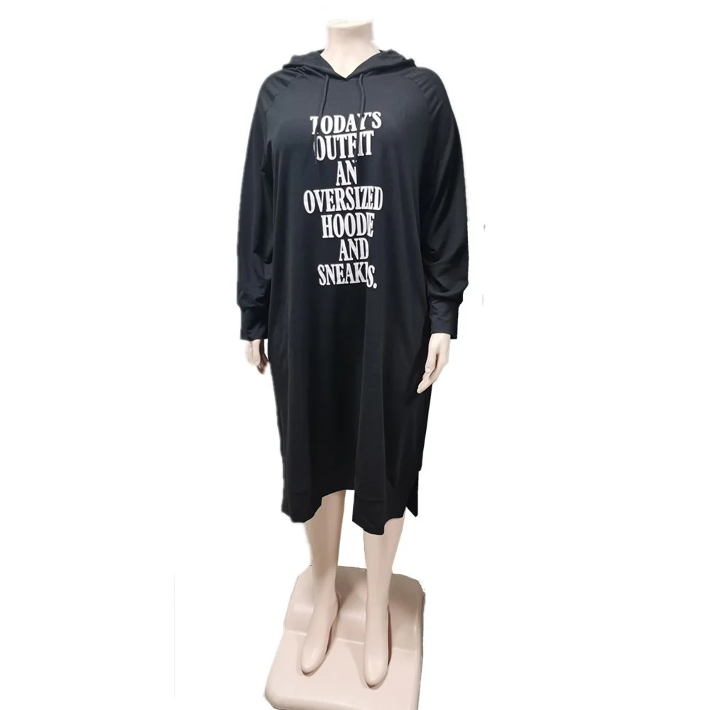 

Plus Size 5xl Dresses 4xl Winter Clothes Women Hoodies Casual Loose Letter Fashion Streetwear Maxi Dress Wholesale Drop Shipping