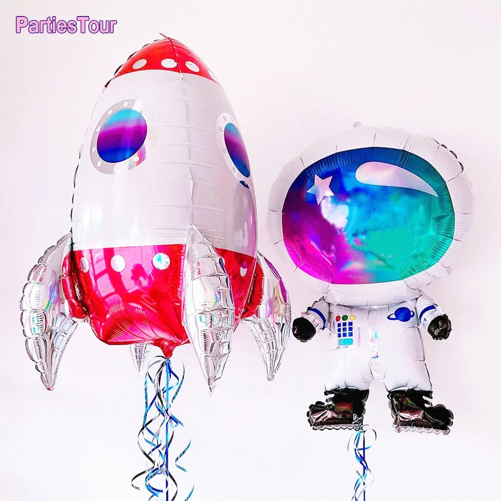 

2pcs/set Standing Rocket Ballons Spaceman Helium Balloons Boy Out Of Space Theme Birthday Party Baby Shower Decorations Globos