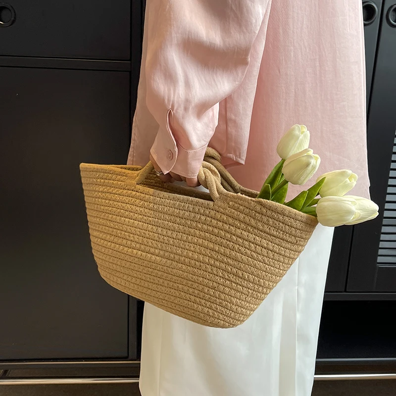 

Summer Straw Bag Women Large Capacity Weave Totes Bag Handmade Rattan Beach Bag Vacation Lady Straw Shoulder Bag Shopping bag