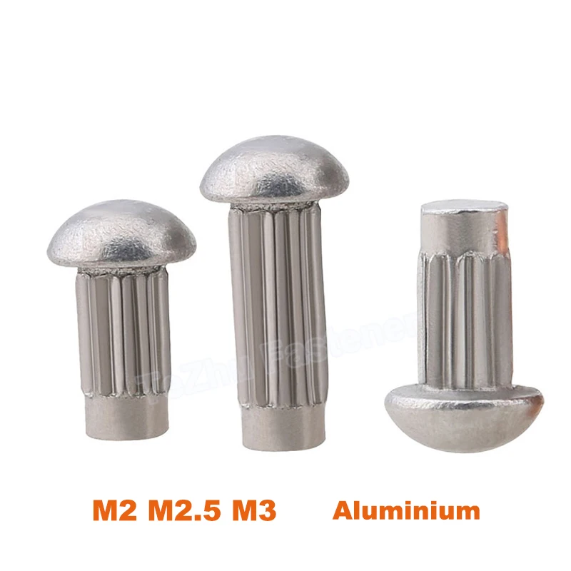 

100-300pcs M2 M2.5 M3 Aluminum Pan Head Solid Rivets Half Round Knurled Sign Rivet Cap For Machinery GB827 Length 4/5/6/8mm