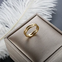 zmfashion simple elegant stainless steel wedding daily wear rings gold color smooth women men couple fashion minimalism jewelry